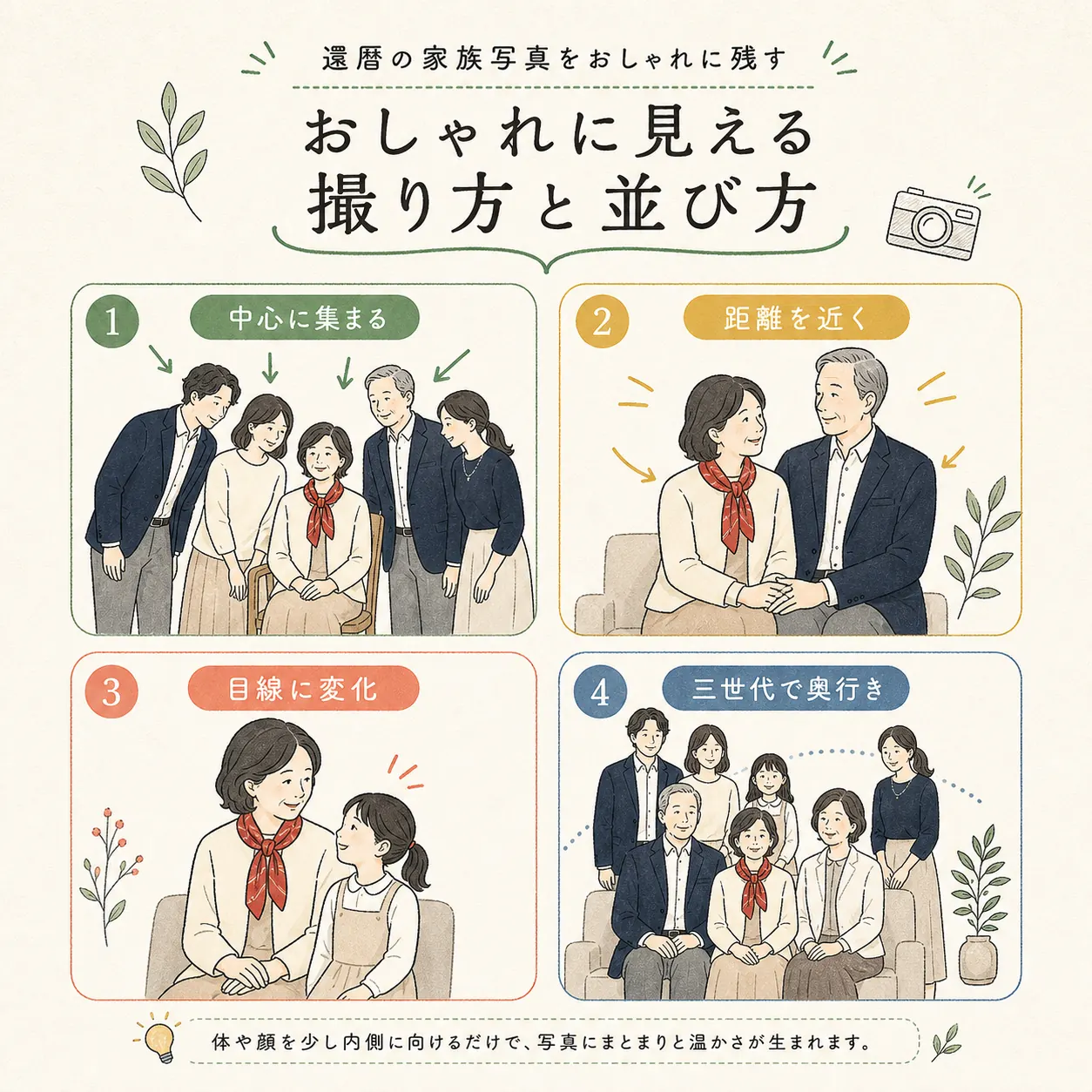 還暦家族写真のおしゃれな撮り方と並び方