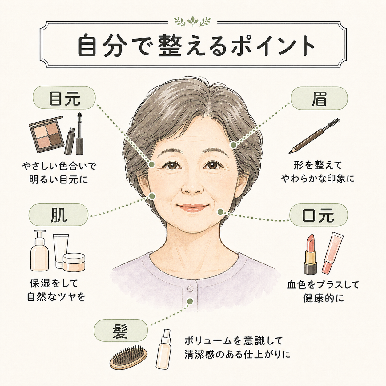 生前遺影撮影で自分でメイクするときに整えるポイント